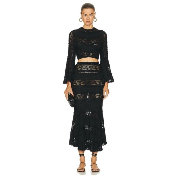 CHARO RUIZ IBIZA Shir Lace Long Skirt in Black Size S - Picture 1 of 12